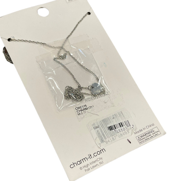 Charm It! Rhinestone Heart CZ Long Necklace Silver/Multicolor - Picture 2 of 5